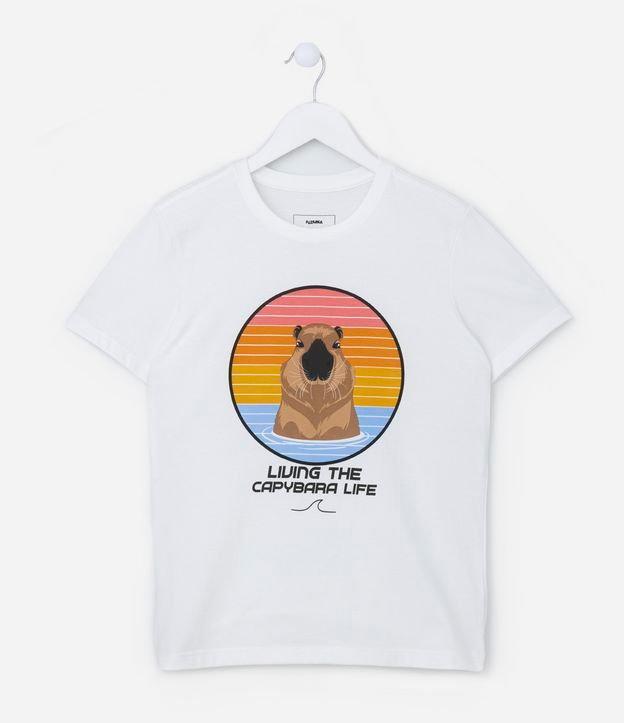 Camiseta Infantil em Algodão Estampa Capivara - Tam 5 a 14 anos - 1