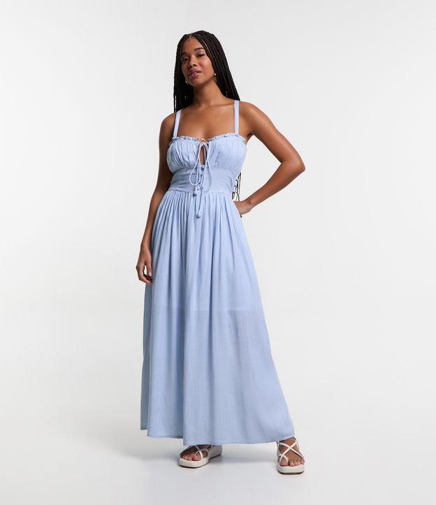 Vestido Midi em Viscose Listrado com Amarração no Busto e Costas - 2