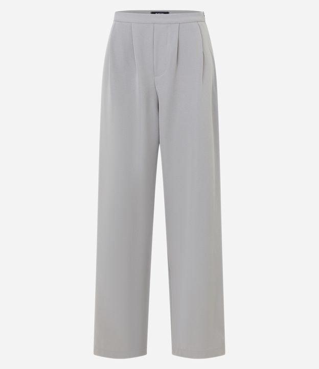 Calça Reta em Alfaiataria com Cós Fino e Pregas - 1