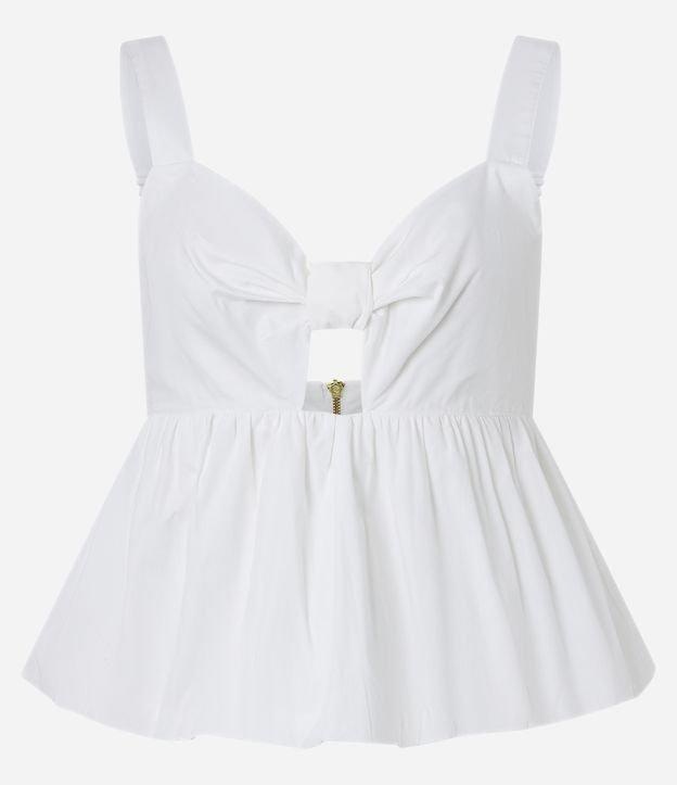 Blusa sem Manga em Tricoline com Zíper nas Costas e Babado na Barra - 1