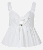 Blusa sem Manga em Tricoline com Zíper nas Costas e Babado na Barra - 1