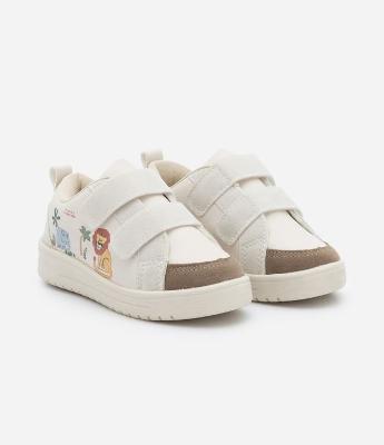 Tênis Infantil em PU com Velcro e Estampa Animais - Tam 20 ao 27