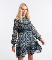 Vestido Curto com Golinha Alta e Estampa Gravataria - 1