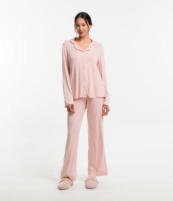 Pijama Americano Longo com Viés Contrastante