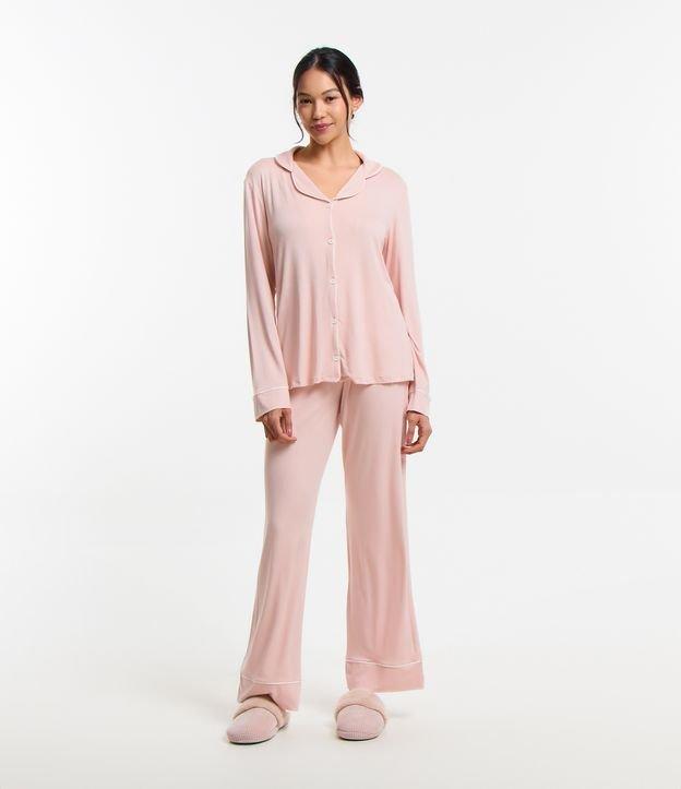 Pijama Americano Longo com Viés Contrastante - 1