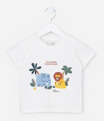 Camiseta Infantil em Algodão Estampa Animais - Tam 1 a 5 anos
