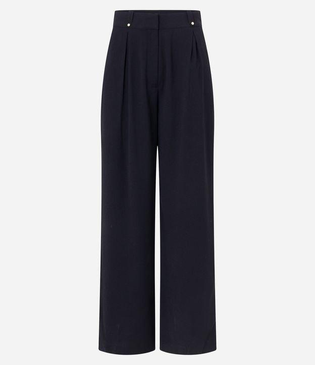 Calça Wide Leg Alfaiatada com Pregas e Detalhe no Passante - 1