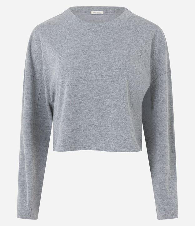 Blusa em Ponto Roma com Cava Deslocada e Padronagem Mescla - 1