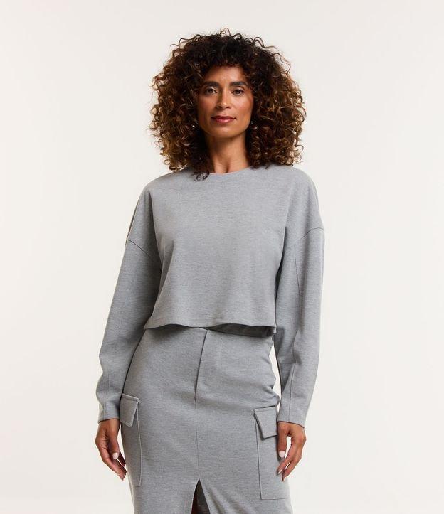 Blusa em Ponto Roma com Cava Deslocada e Padronagem Mescla - 2