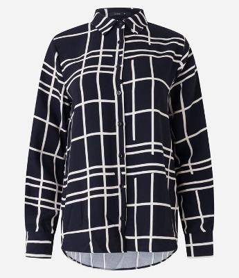 Camisa em Crepe com Estampa Grid