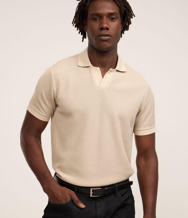 Camisa Polo com Gola Lapela sem Botão e Textura Canelada - 2