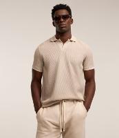Camisa Polo com Gola Lapela sem Botão e Textura Canelada - 1