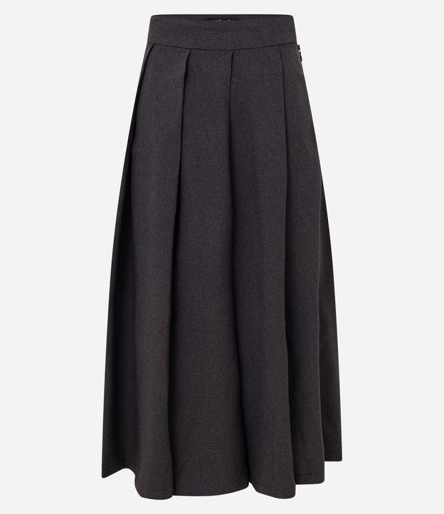 Saia Midi Alfaiatada com Pregas e Zíper na Lateral do Cós - 1