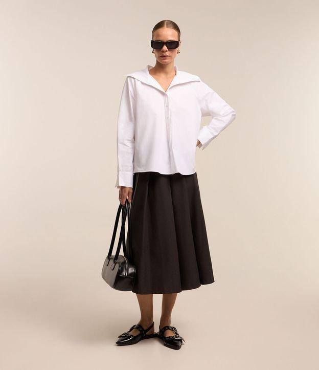 Saia Midi Alfaiatada com Pregas e Zíper na Lateral do Cós - 2