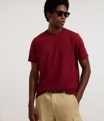 Camiseta Casual em Algodão com Textura Piquet