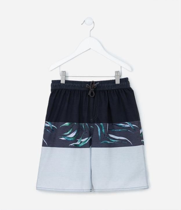 Bermuda Infantil em Microfibra com Estampa Folhagem - Tam 5 a 14 Anos - 1