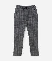 Calça Cargo em Sarja com Estampa Xadrez e Amarração na Cintura - 1