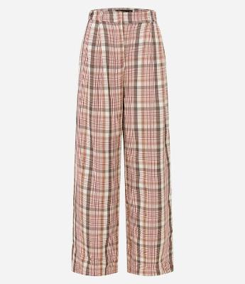 Calça Alfaiatada com Passantes no Cós e Estampa Xadrez