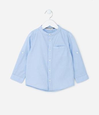 Camisa Básica Infantil em Tricoline com Gola Padre - Tam 1 a 4 anos