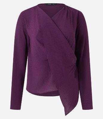 Blusa em Chiffon com Transpasse Frontal e Sobreposição com Ponta