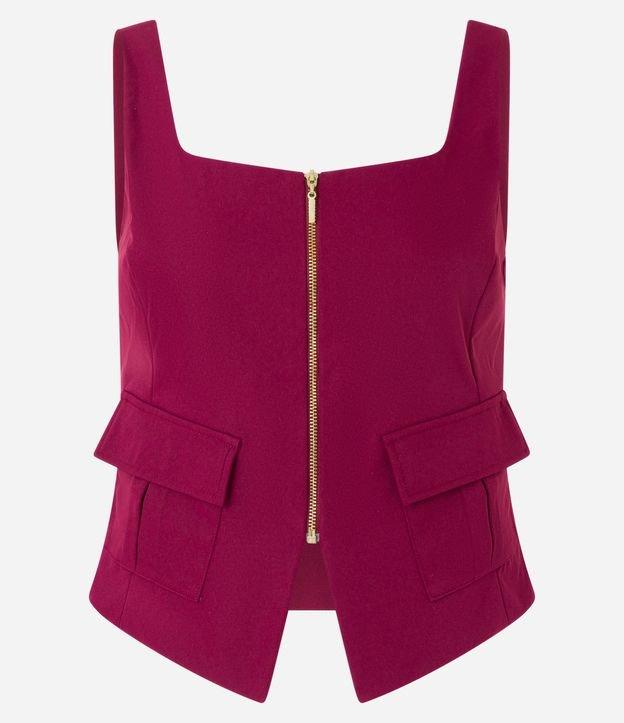 Blusa Corsetada em Crepe com Bolso Lapela e Fechamento em Zíper - 1