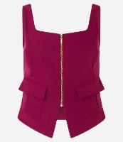 Blusa Corsetada em Crepe com Bolso Lapela e Fechamento em Zíper - 1