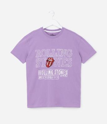 Camiseta Infantil com Lettering Rolling Stones com Brilhos - Tam 5 a 14 Anos