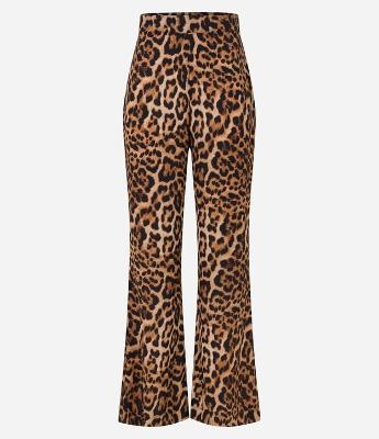 Calça Casual em Crepe com Cós Elástico e Estampa Oncinha