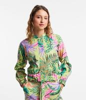 Jaqueta Bomber em Viscose com Linho com Estampa de Folhagem - 1