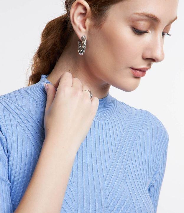 Blusa em Tricô Texturizado com Manga Curta - 1