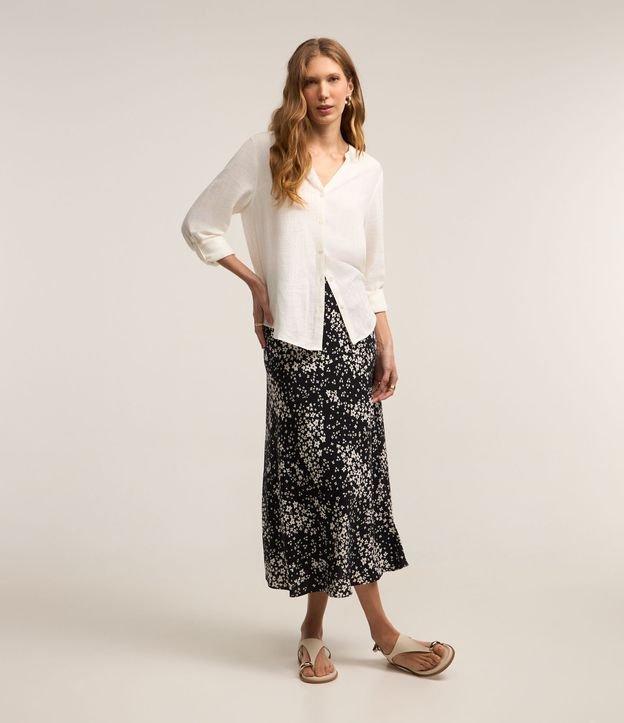 Saia Midi em Viscolinho com Estampa Floral - 1