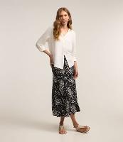 Saia Midi em Viscolinho com Estampa Floral - 1