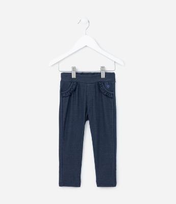 Calça Jegging Infantil com Babadinhos no Bolso - Tam 1 a 5 Anos