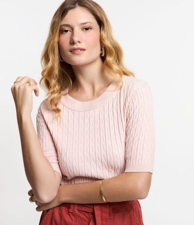 Blusa Texturizada em Tricô com Gola Redonda - 1