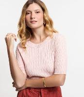 Blusa Texturizada em Tricô com Gola Redonda - 1
