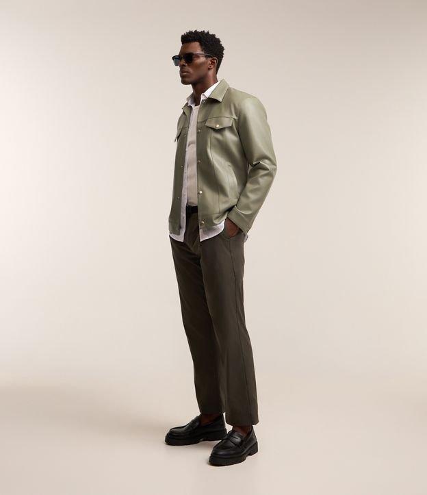 Jaqueta Trucker em PU com Bolsos Frontais Abotoados - 1