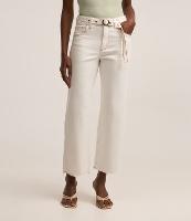 Calça Reta Cropped em Sarja com Cinto Afivelado - 1