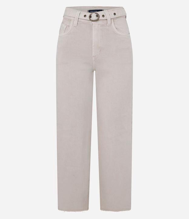 Calça Reta Cropped em Sarja com Cinto Afivelado - 1