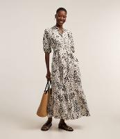 Vestido Midi em Viscolinho com Gola Lapela e Amarração na Cintura - 1