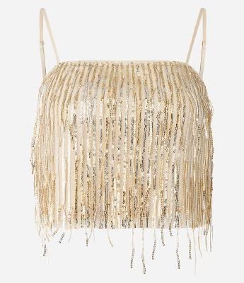 Top de Alça com Franjas de Paetês Metalizados