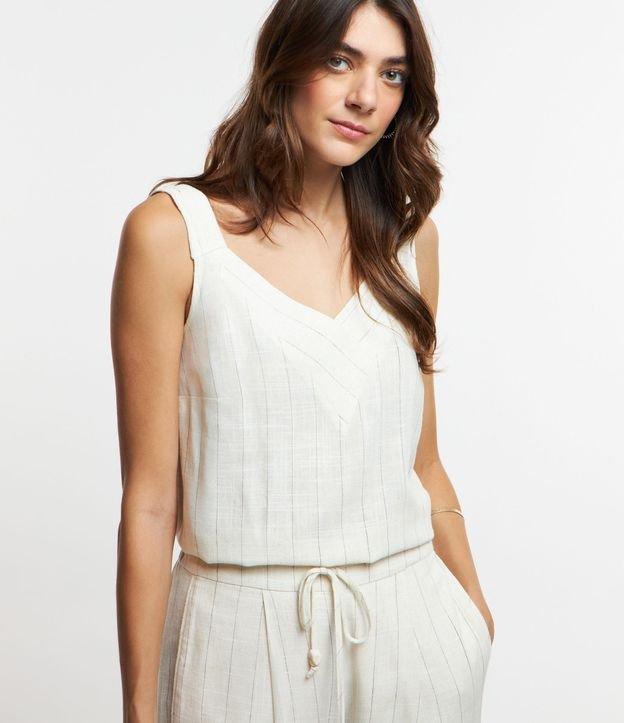 Blusa Regata em Viscolinho com Decote V Transpassado - 1