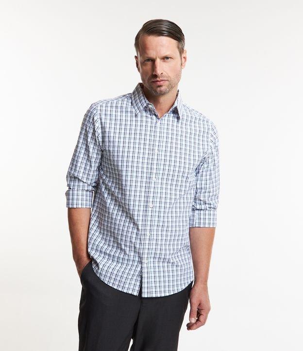 Camisa em Tricoline com Abotoamento e Estampa Xadrez Grid - 1
