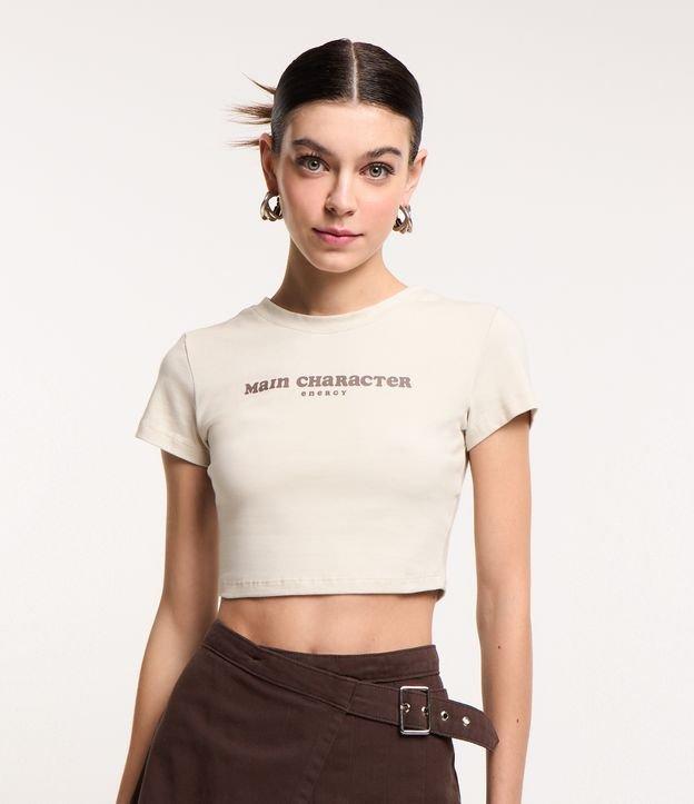 Blusa Cropped em Ribana com Lettering Main Character - 1