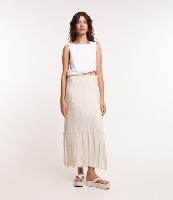 Saia Midi em Tricô com Recortes na Barra - 1