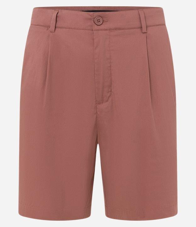 Bermuda Alfaiatada em Algodão com Passantes no Cós e Pregas - 1