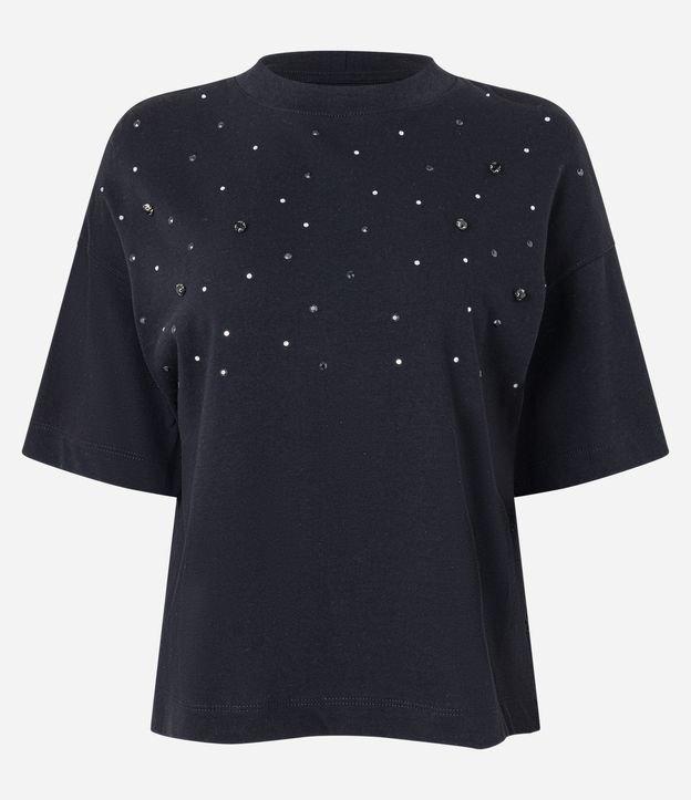 Blusa Boxy Oversized em Algodão com Pedrarias de Strass - 1