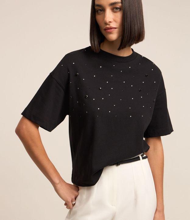 Blusa Boxy Oversized em Algodão com Pedrarias de Strass - 2