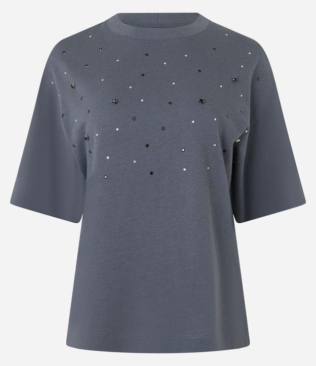 Blusa Boxy Oversized em Algodão com Pedrarias de Strass - 1
