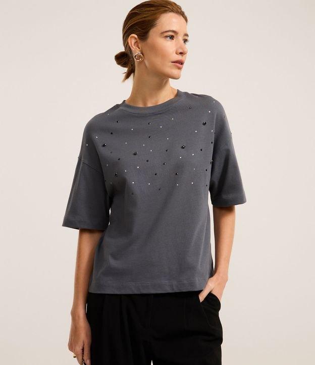 Blusa Boxy Oversized em Algodão com Pedrarias de Strass - 2
