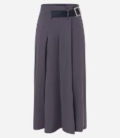 Saia Midi Evasê Alfaiatada com Cinto Afivelado e Pregas - 1